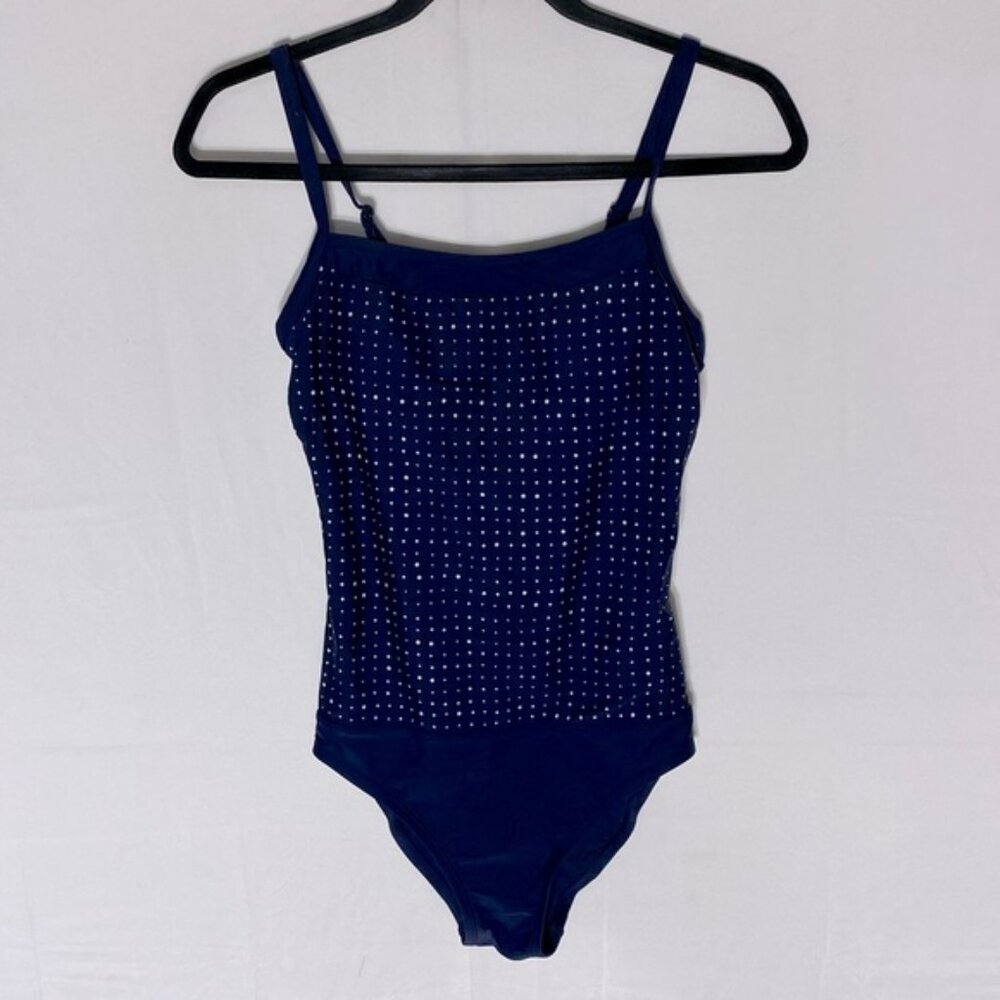 Krista Navy Blue W White Dots One Piece Bathing Suit Swimsuit 8